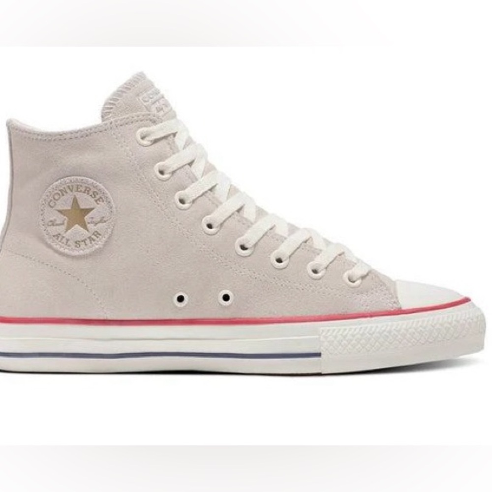 Converse All Star Hi Tops shoes sneakers ivory white faux suede upper women’s 9 - Picture 2 of 6